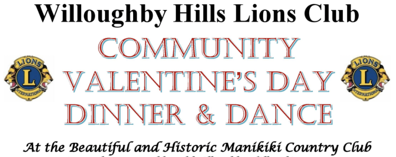 Willoughby Hills Lions Club COMMUNITY VALENTINES DAY DINNER & DANCE